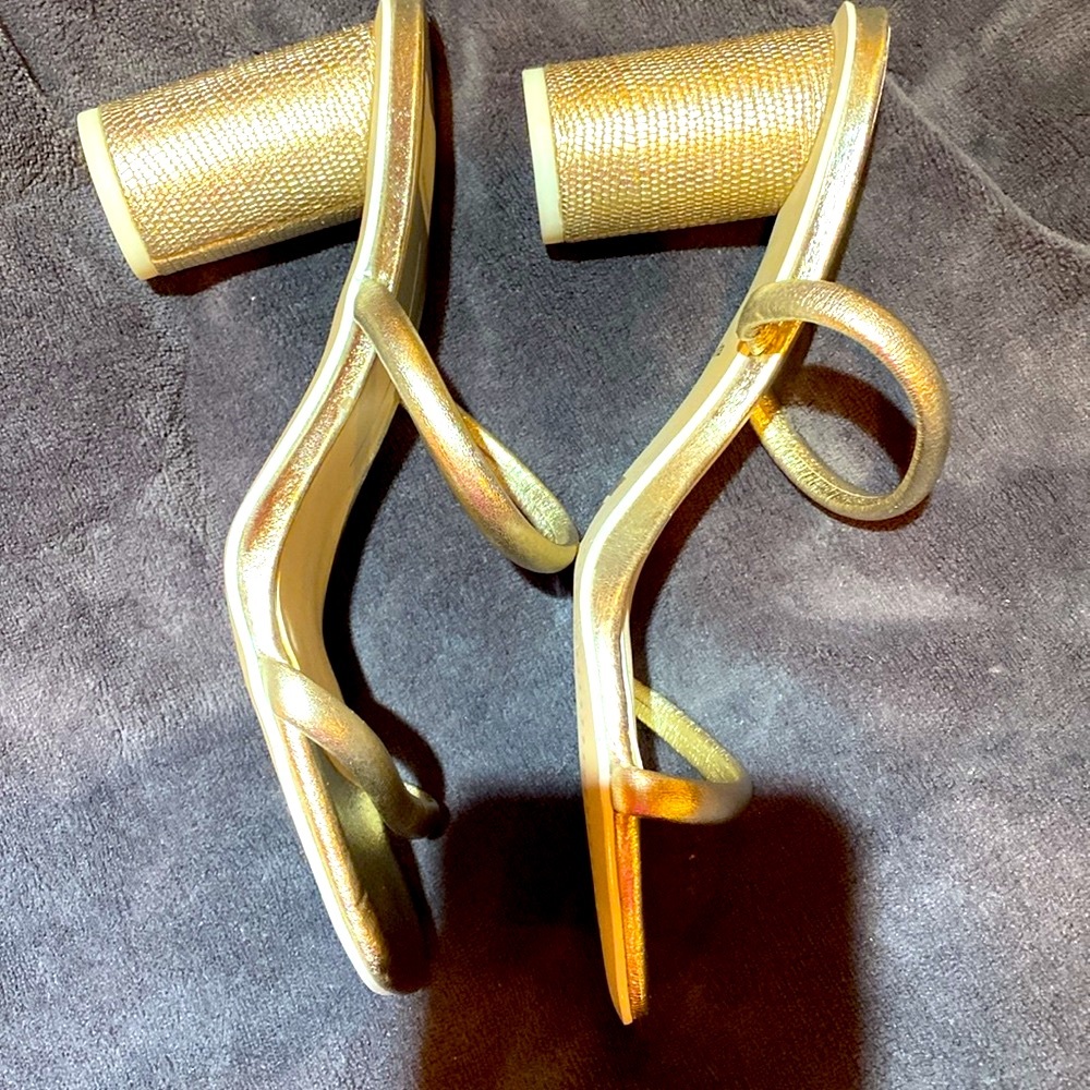 Gold heeled fancy sandals NWOT